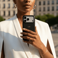 Black Pebble Leather iPhone Case - Snap Bands