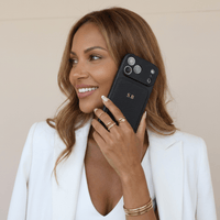 Black Personalized iPhone Case With Leather - Snap Bands