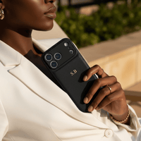 Black Personalized Leather iPhone Case - Snap Bands