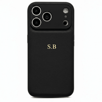Black Personalized Leather iPhone Case - Snap Bands
