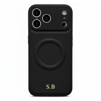 Black Personalized Magnetic Leather iPhone Case - Snap Bands