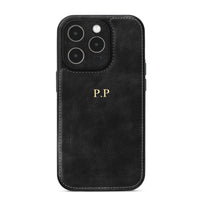 Black Personalized Monogram Leather iPhone Case - #Snap Bands#