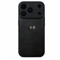 Black Personalized Monogram Leather iPhone Case - Snap Bands