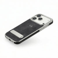 Black Suede iPhone Case With Stand - Snap Bands