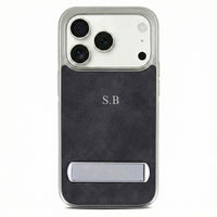 Black Suede iPhone Case With Stand - Snap Bands