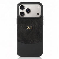Black Two-Tone Monogrammed Leather iPhone Case - #Snap Bands#
