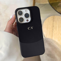 Black Two - Tone Monogrammed Leather iPhone Case - #Snap Bands#