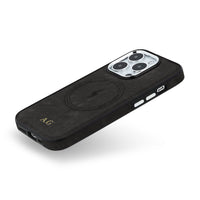 Black Wireless Charge Monogram Leather iPhone Case - #Snap Bands#
