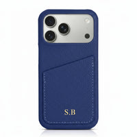 Blue Card Holder Leather iPhone Case - Snap Bands
