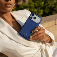 Blue Card Holder Leather iPhone Case - Snap Bands