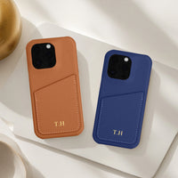 Blue Card Holder Leather iPhone Case - Snap Bands