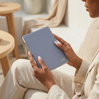 Blue Gray Leather Kindle Case - Snap Bands