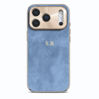 Blue Lambskin Leather Custom iPhone Case - Snap Bands