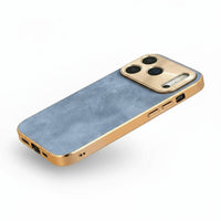 Blue Lambskin Leather Custom iPhone Case - Snap Bands
