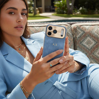 Blue Lambskin Leather Custom iPhone Case - Snap Bands