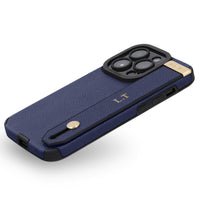 Blue Leather iPhone Case with Strap - #Snap Bands#