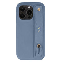 Blue Leather iPhone Case with Strap - Snap Bands