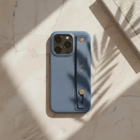 Blue Leather iPhone Case with Strap - Snap Bands