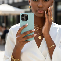 Blue Leather Snake iPhone Case - Snap Bands