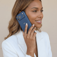 Blue Personalized iPhone Case With Leather - Snap Bands