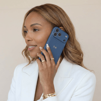 Blue Personalized iPhone Case With Leather - Snap Bands