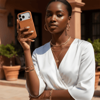 Brown Card Holder Leather iPhone Case - Snap Bands