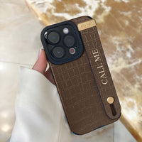 Brown Crocodile Texture Elegant iPhone Case with Metallic Accent - #Snap Bands#