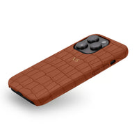 Brown Crocodile Texture Personalized Leather iPhone Case - #Snap Bands#