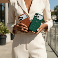 Brown Crocodile Texture Personalized Leather iPhone Case - Snap Bands