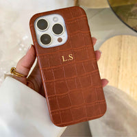 Brown Crocodile Texture Personalized Leather iPhone Case - #Snap Bands#