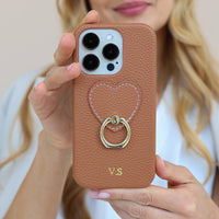 Brown Heart Ring Leather iPhone Case - Snap Bands
