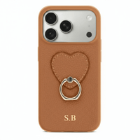 Brown Heart Ring Leather iPhone Case - Snap Bands