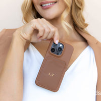 Brown iPhone Case with Card Holder - Snap Bands