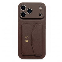 Brown Leather iPhone Case With Card Holder - #Snap Bands#