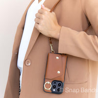 Brown Leather iPhone Case With Two Straps - Snap Bands