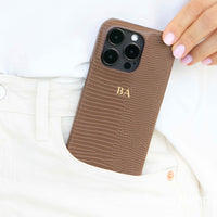 Brown Leather Snake iPhone Case - Snap Bands