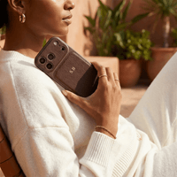 Brown Personalized iPhone Case With Leather - Snap Bands