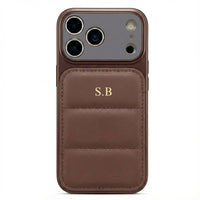 Brown Personalized iPhone Leather Case - Snap Bands