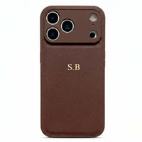 Brown Personalized Leather iPhone Case - Snap Bands