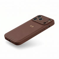 Brown Personalized Leather iPhone Case - Snap Bands