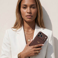 Brown Personalized Leather iPhone Case - Snap Bands
