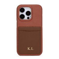 Brown Personalized Leather iPhone Case with Card Holder - #Snap Bands#