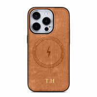 Brown Wireless Charge Monogram Leather iPhone Case - #Snap Bands#