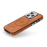 Brown Wireless Charge Monogram Leather iPhone Case - #Snap Bands#