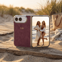 Burgundy Lambskin Leather Custom iPhone Duo Case - #Snap Bands#