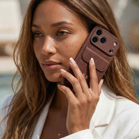 Brown Personalized Leather iPhone Case With Card Holder