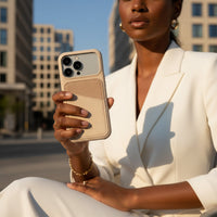 Khaki iPhone Case with Card Holder Two Colors