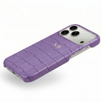 Purple Crocodile Texture Personalized Leather iPhone Case
