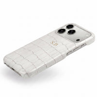 White Crocodile Texture Personalized Leather iPhone Case