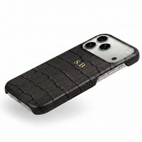 Black Crocodile Texture Personalized Leather iPhone Case